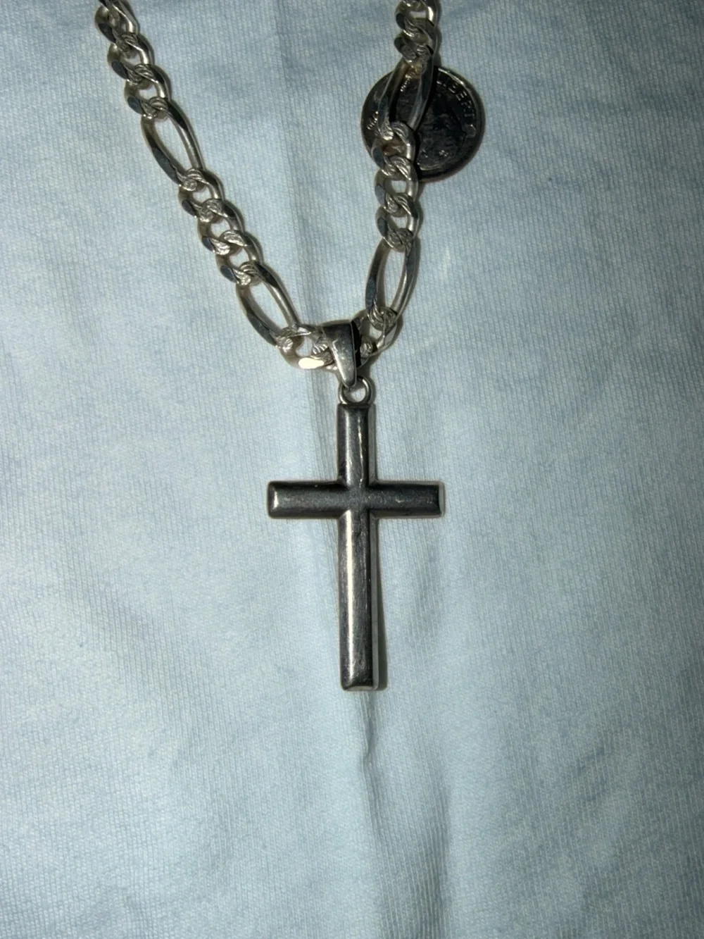 Sterling Silver Figueroa Cross Pendant Necklace 5mm